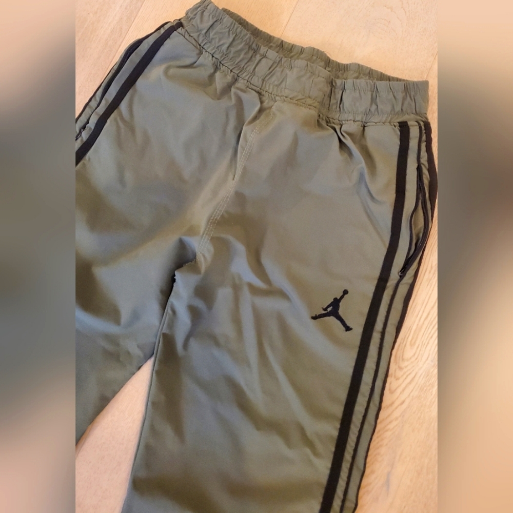 MJ Flight Joggers with Army Green with Black Stripes, Youth Large, Ladies small